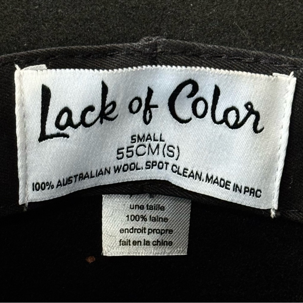 Lack of Color Black Wool Fedora with Custom Hat Band Size Small - Picture 8 of 8